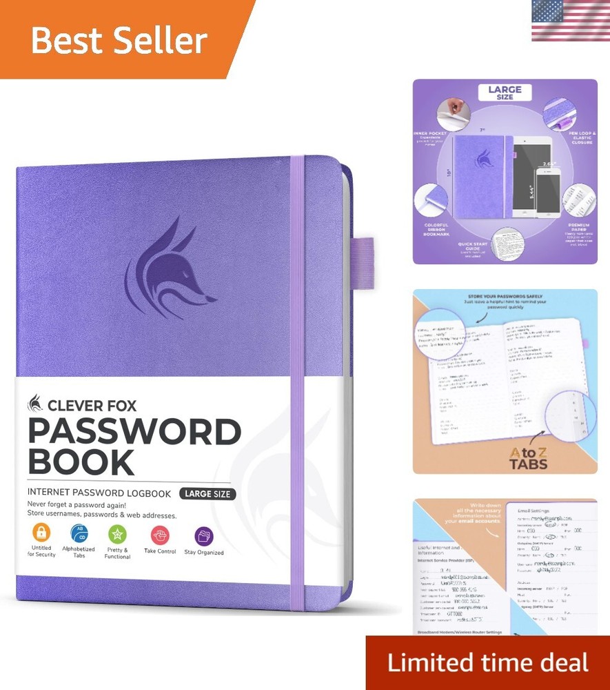 Elegant Lavender Password Keeper with Thick Paper - Internet Address Organizer-image