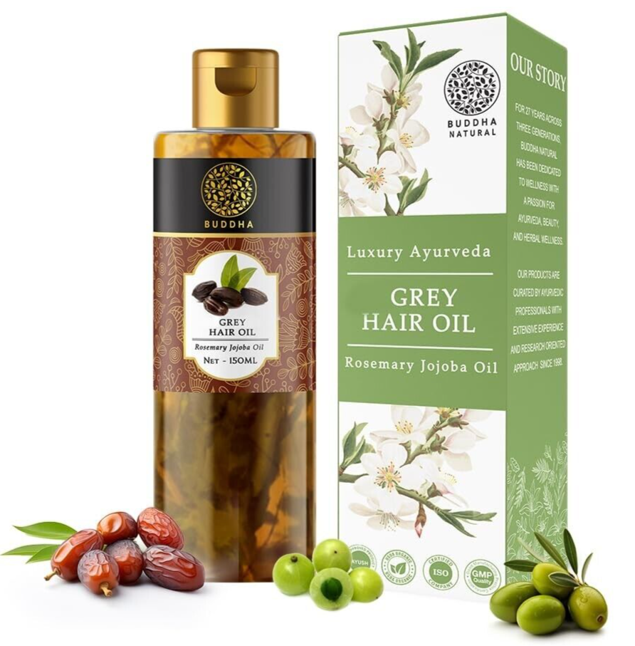 BUDDHA NATURAL Grey Hair Oil for Early Greys & Hair Fall - 150 ML -Free Shipping