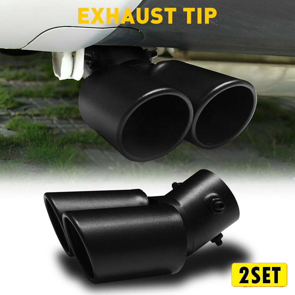 2SET Car Exhaust Pipe Tip Rear Dual Tail Muffler Stainless Adjustable For HONDA