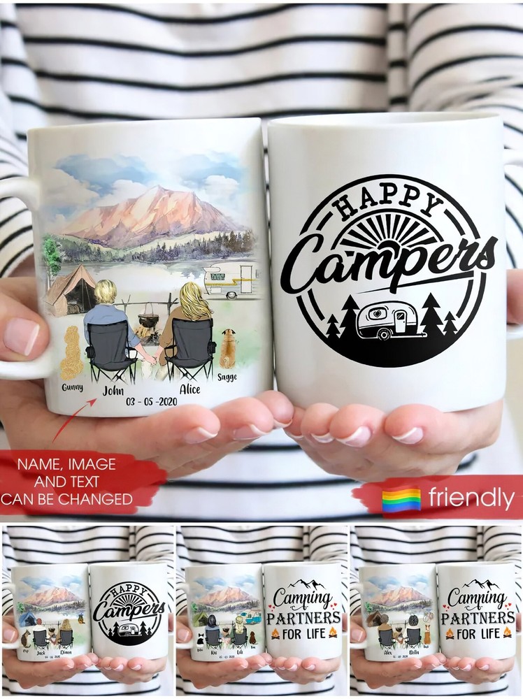 Camping Travel Partners For Life Happy Campers Personalized Coffee Mugs Custom