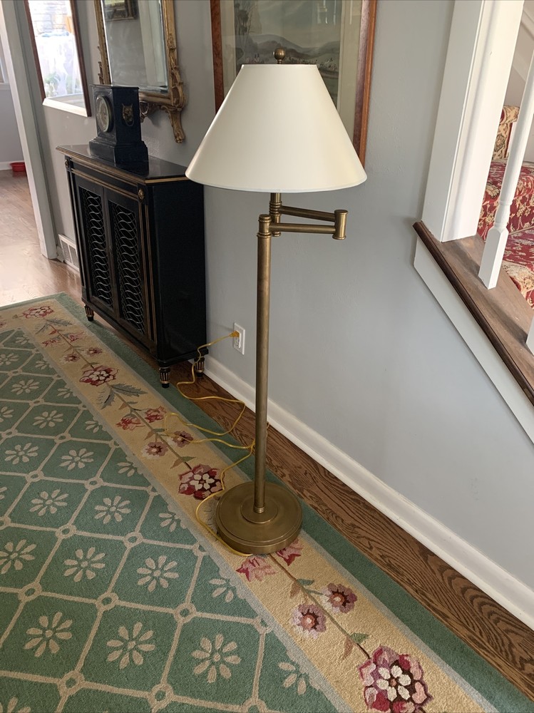 VISUAL COMFORT Solid Brass Cantilevered Floor Lamp w/Artemis Studios Shade (EXC)-image