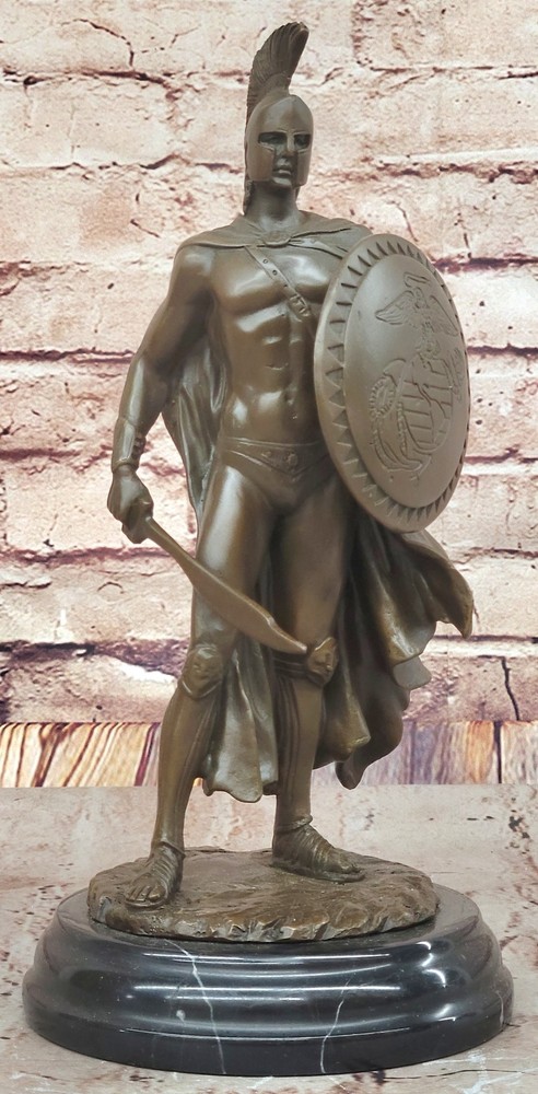 ODYSSEUS Greek Spartan Roman Warrior Handmade Bronze on Marble Base Artwork SALE