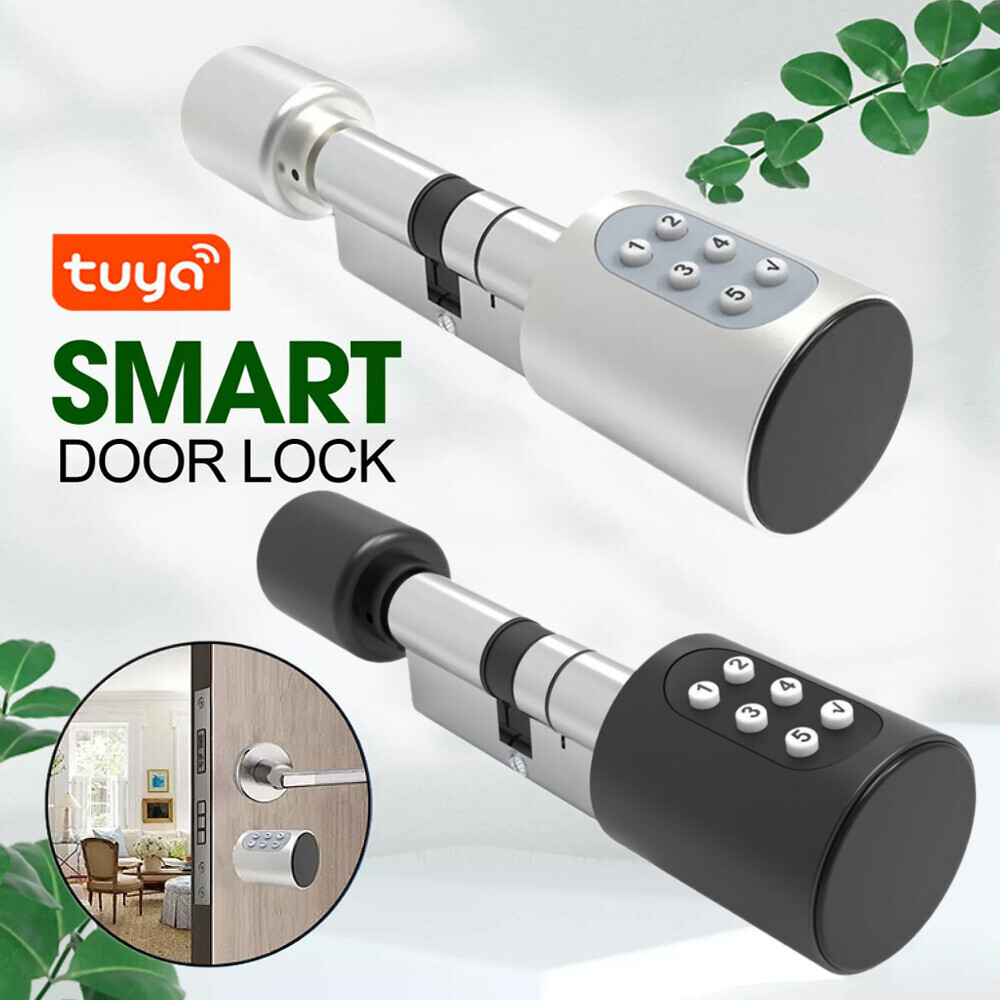 Tuya Smart Electronic Door Lock Cylinder with Keycard & Password Access  