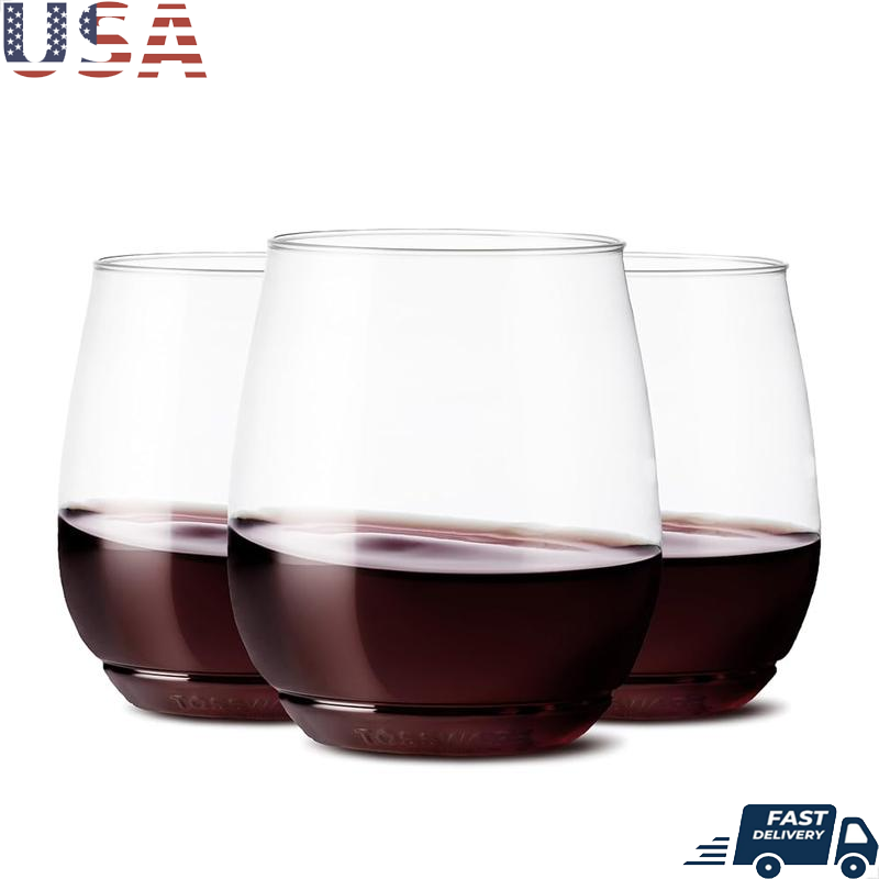 Durable Recyclable Plastic Wine Glasses Set of 12 for Parties Events