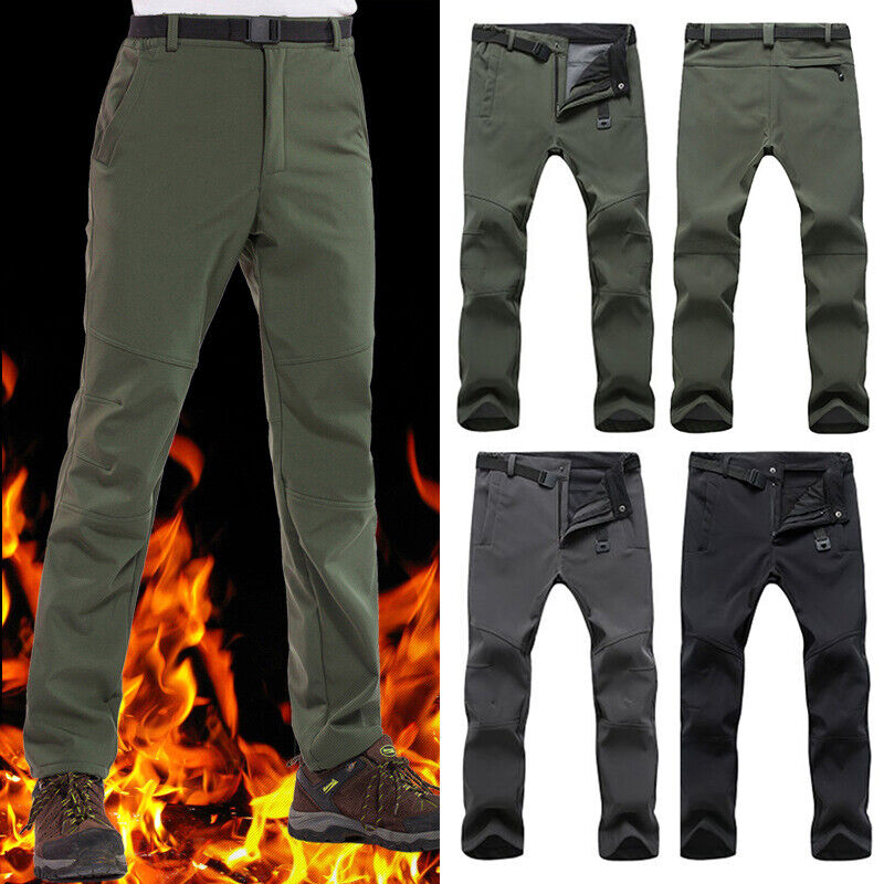 Men’s Thermal Fleece Lined Elasticated  Combat Work Walking Trousers Pants