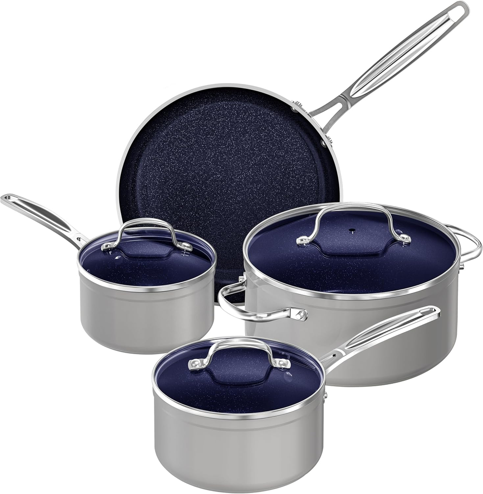 7-Piece Healthy Ceramic Nonstick Cookware Set with Duralon Blue Diamond Coating