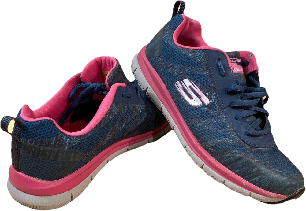 Skechers Work Slip Resistant Size7.5 Womens Shoes Athletic Blue Pink