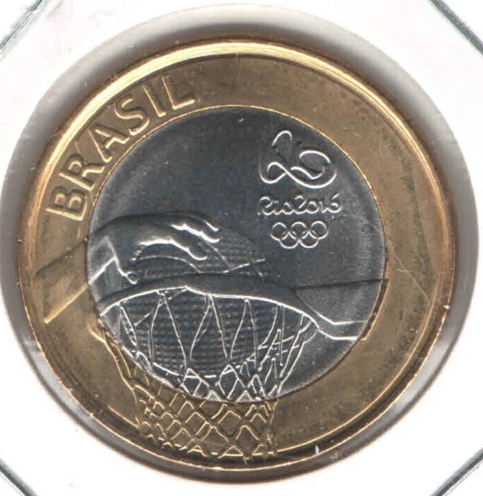 Brazil 2016 Olympic Basketball Commemorative Coin UNC KM# 704 EB808  