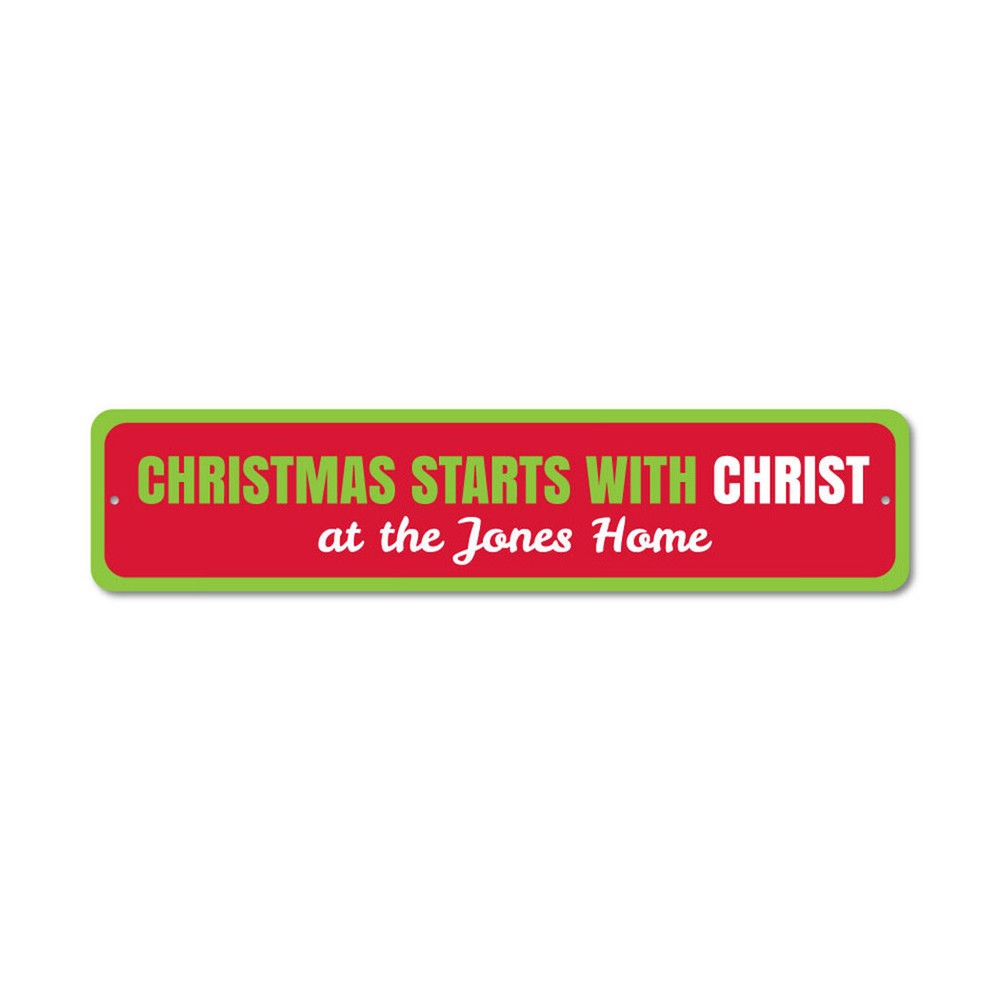 Christmas Starts With Christ Sign, Custom Merry Christmas Aluminum Metal Decor