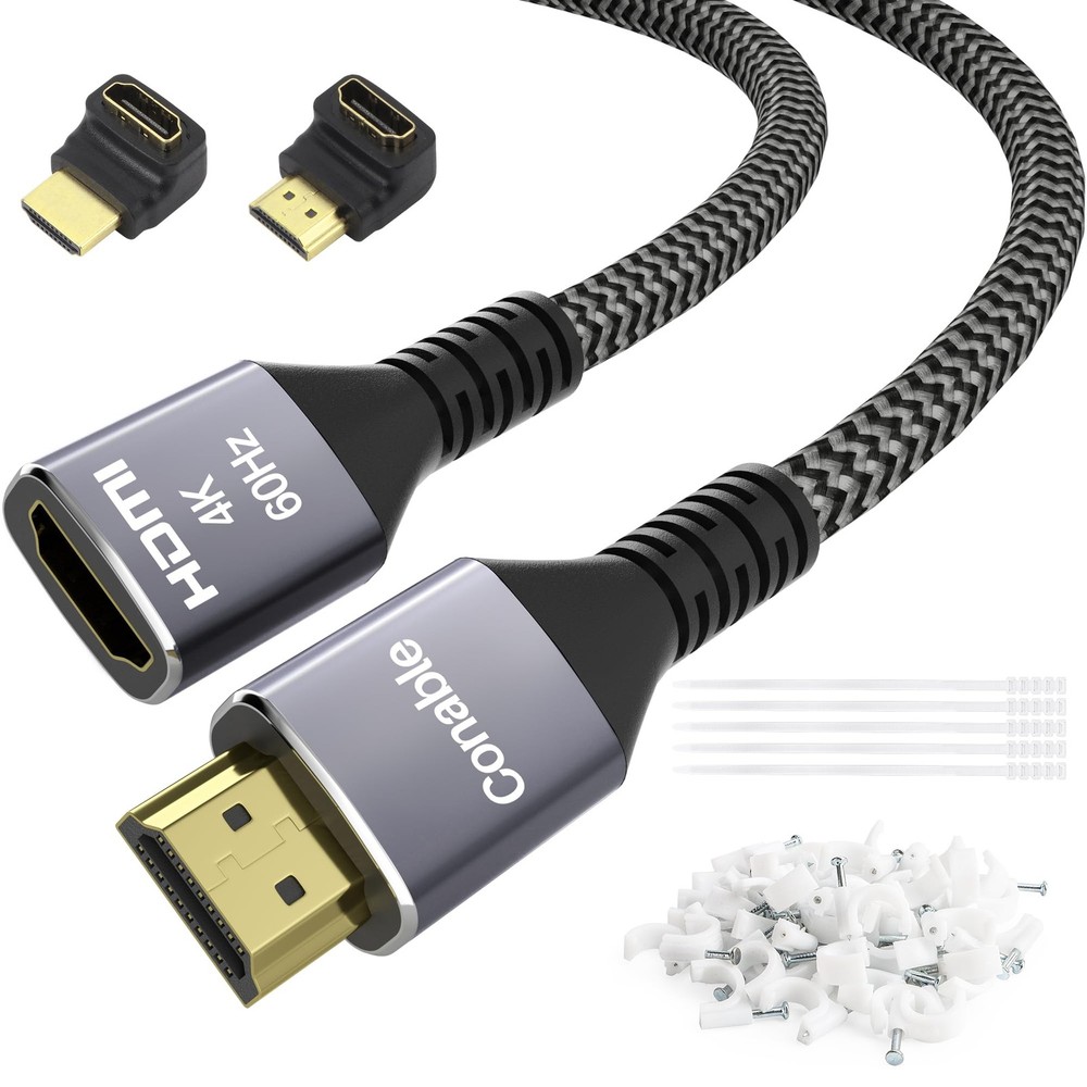 4K HDMI Extension Cable 30 Feet, HDMI 2.0 Braided Extender Male to Female Cor...