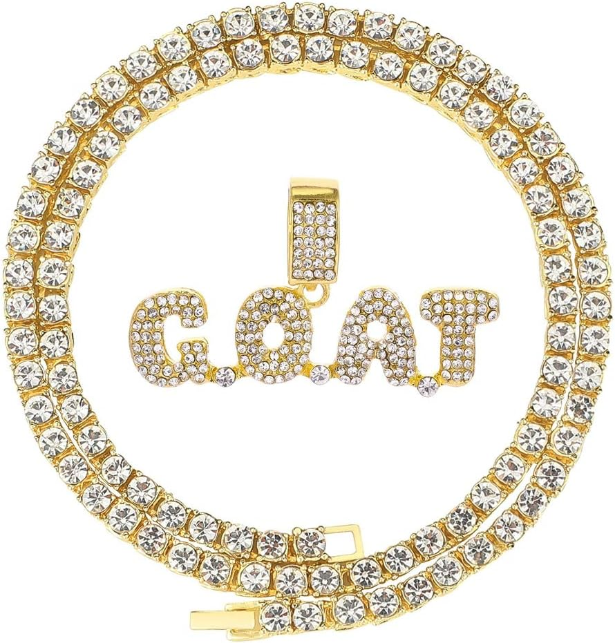 Iced Out Men's Silver Gold Diamond Letter Name Necklace Chain