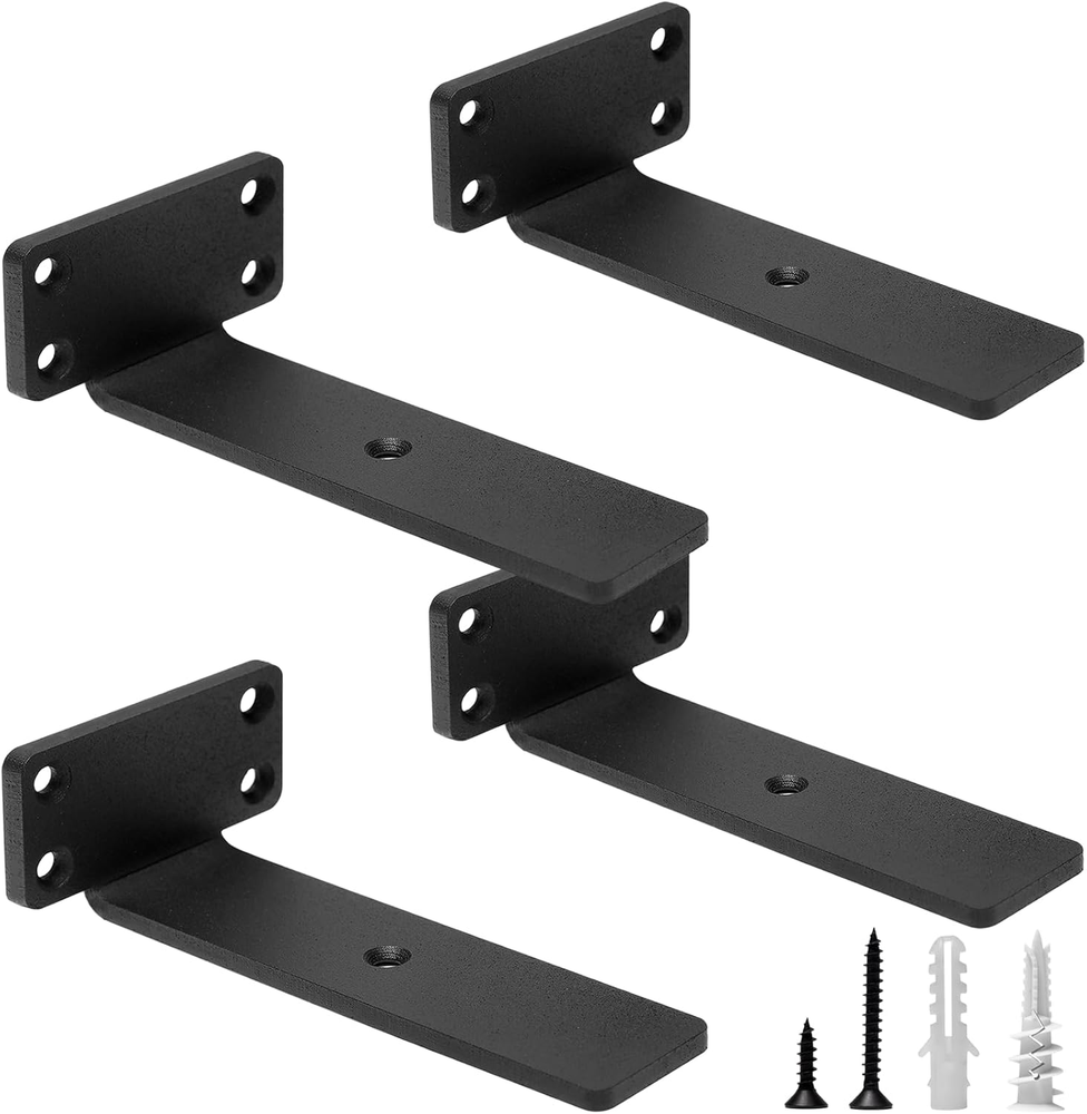 Heavy Duty Floating Shelf Brackets, 6-Inch (1/5'' Thick) Hidden Shelves Hardware