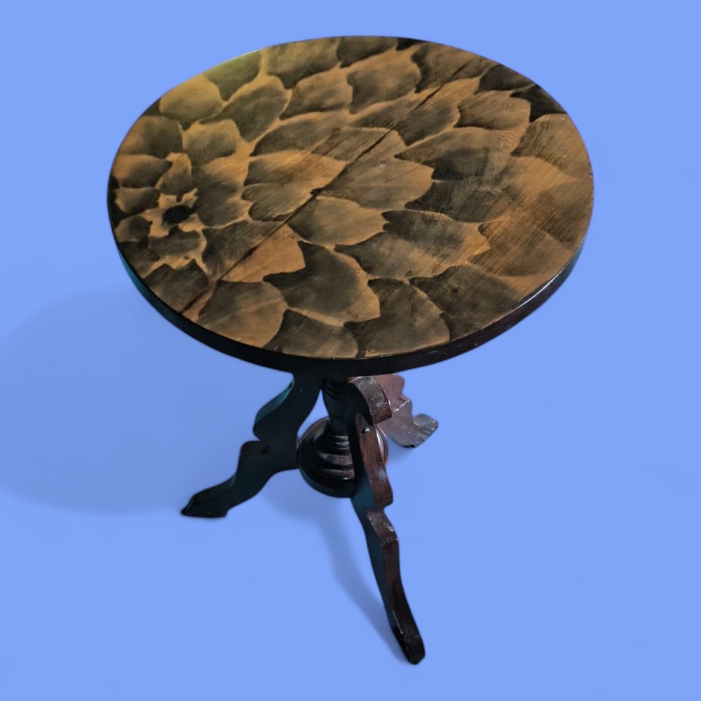 Vintage Handcrafted Wooden Pedestal Table with Classic Charm