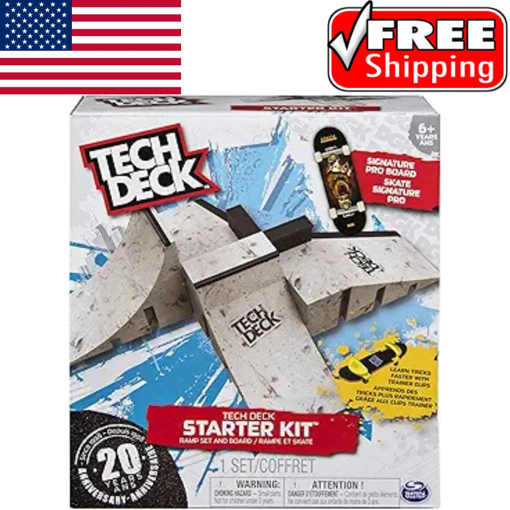 Tech Deck Starter Kit Ramp Set /Exclusive Board & Trainer Clips Premium quality.