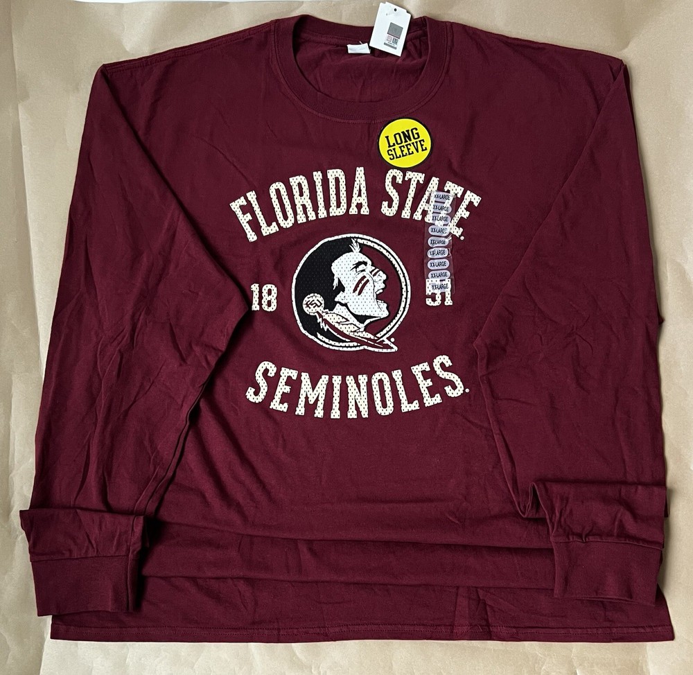 Mens Florida State Seminoles FSU Long Sleeve T-Shirt NWT Garnet & Gold