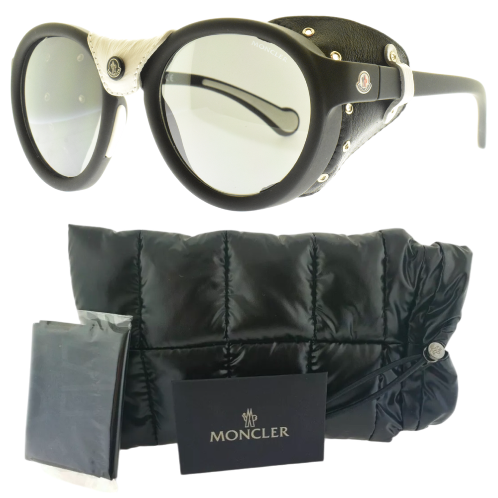 NEW!! MONCLER ML0046 02C Black Round Full Rim Unisex Sunglasses