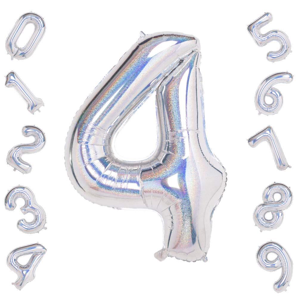 Laser Silver 4 Balloons40 Inch Birthday Foil Balloon Party Decorations Suppli...