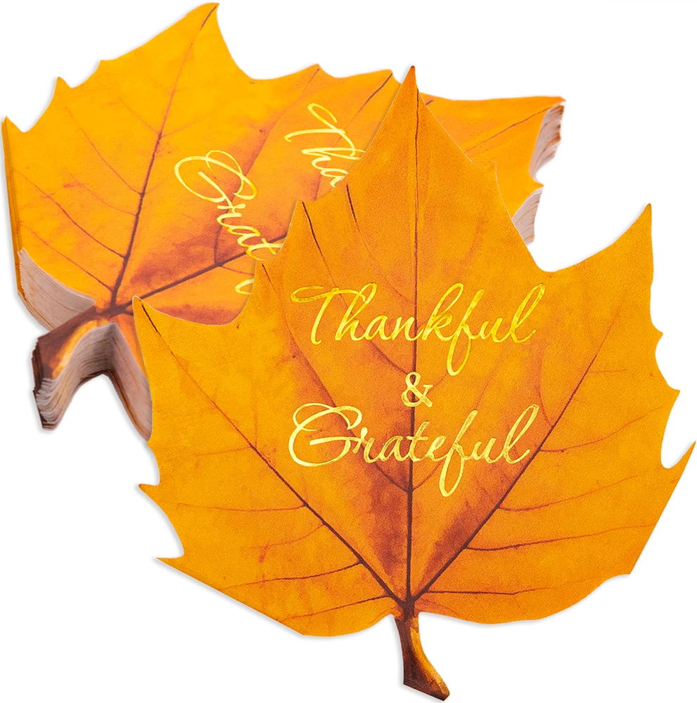 Golden Leaf Thanksgiving Napkins for Dinner Decor or Bathroom