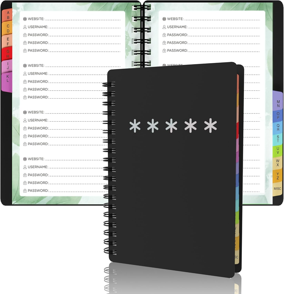Colorful Alphabetical Spiral Password Book 4.5x6.5 Inches-image