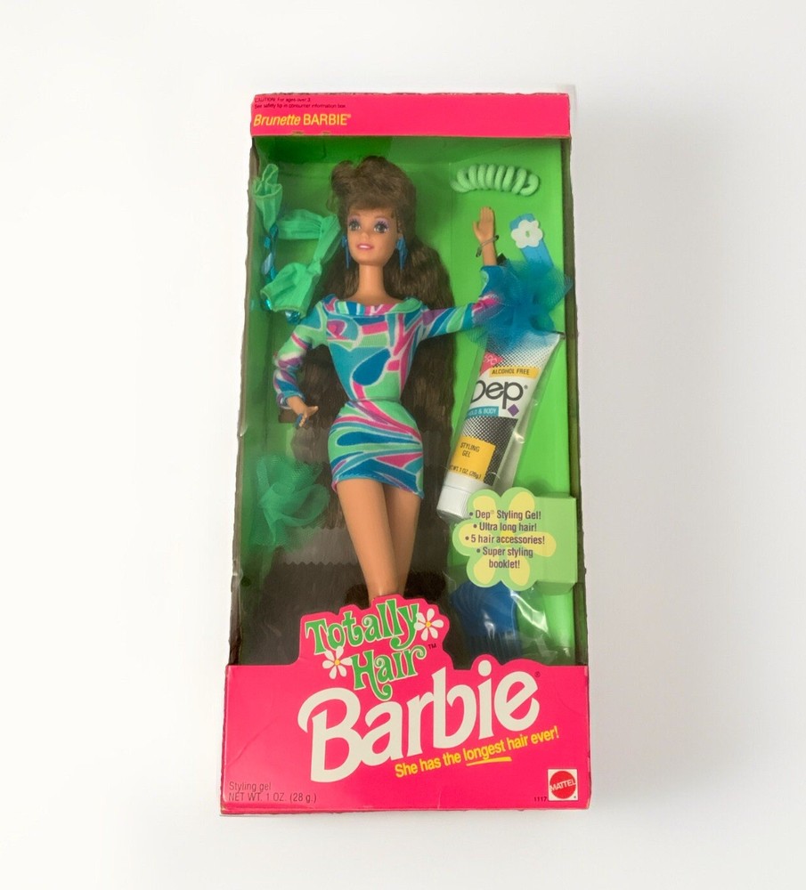 1991 Mattel Barbie Totally Hair Brunette Barbie Doll Unopened In Box NRFB Brown
