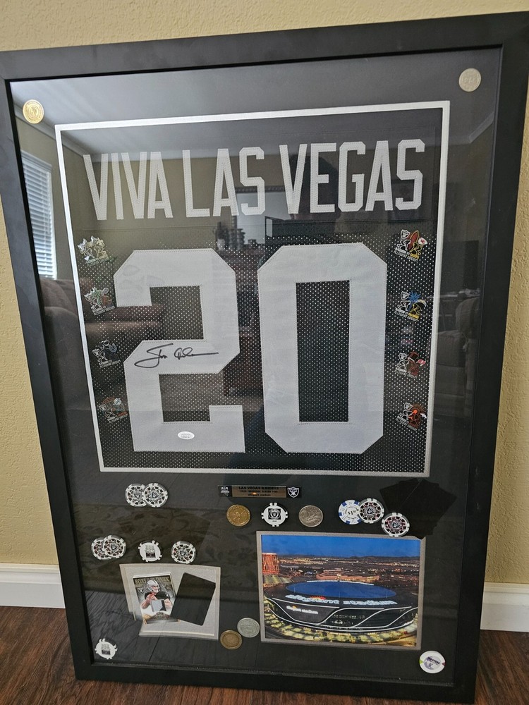 Jon Gruden signed Raiders jersey framed