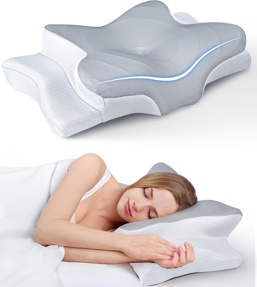Ultra Comfort Cooling Neck Pillow for Pain Relief and Cervical Support Adjustable Design