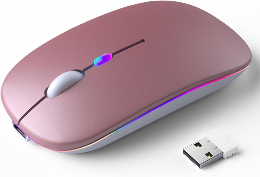 Rose Gold Wireless Bluetooth Rechargeable LED Dual Mode Mouse