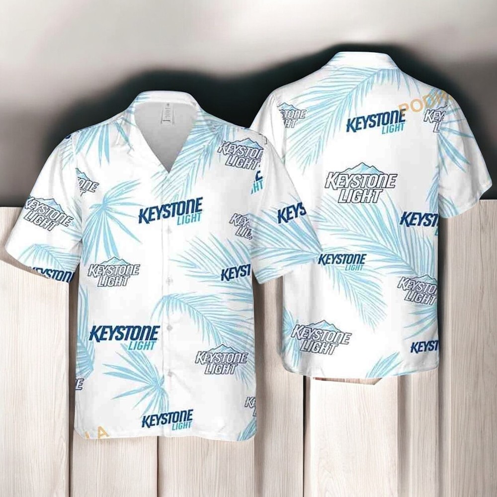 Keystone Light Beer Palm Leaves Pattern Hawaiian Shirt Beach Lovers Gift