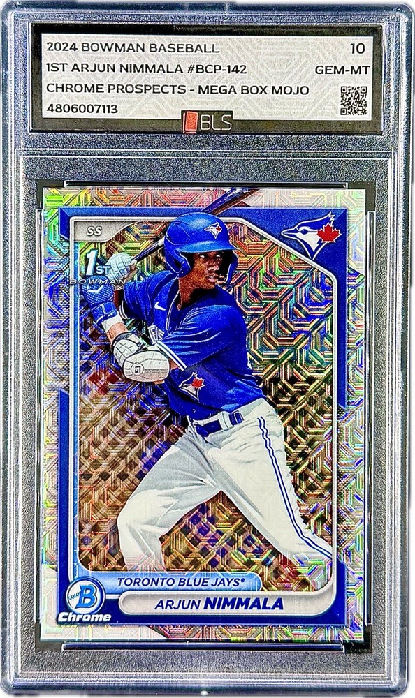 2024 Bowman Chrome Arjun Nimmala Mojo BLS 10 GEM 1st Edition Rookie Card