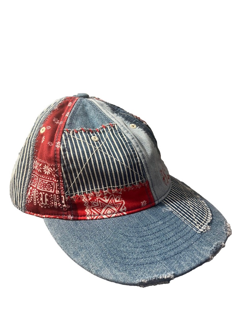 Ralph Lauren Polo Denim & Supply Patchwork Bandana Denim Baseball Cap Hat NWT