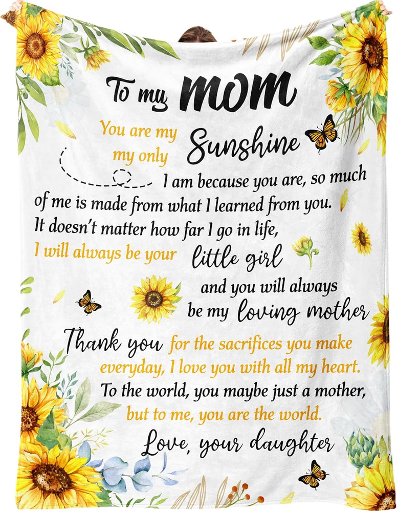 Mom Blanket from Daughter on Christmas, Mom Birthday Gifts, Birthday Gifts for M