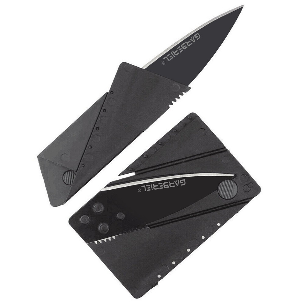Credit Card Folding Knife Black Wallet Sharp Thin Hunting Camping USA SELLER!-image
