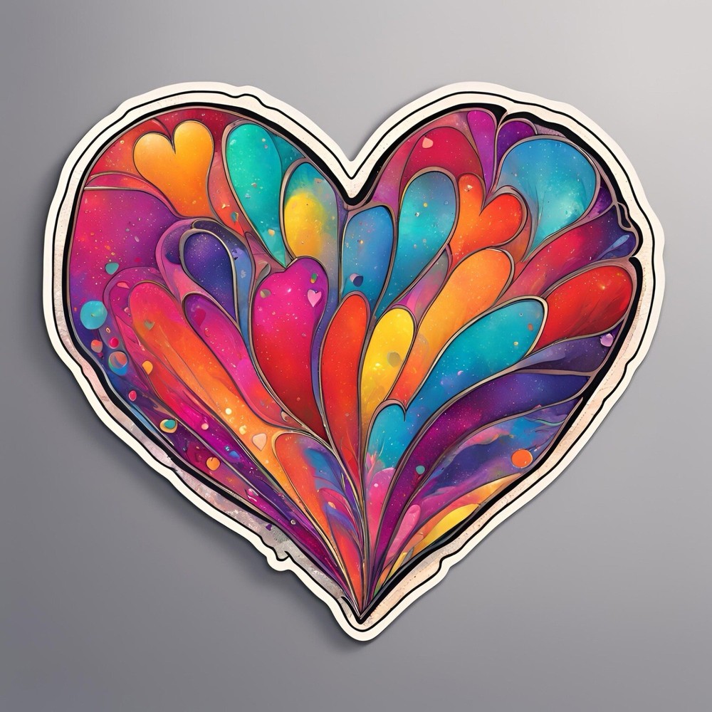3x2.8” Rainbow Heart Cute Gift Idea AMAZING STICKER!