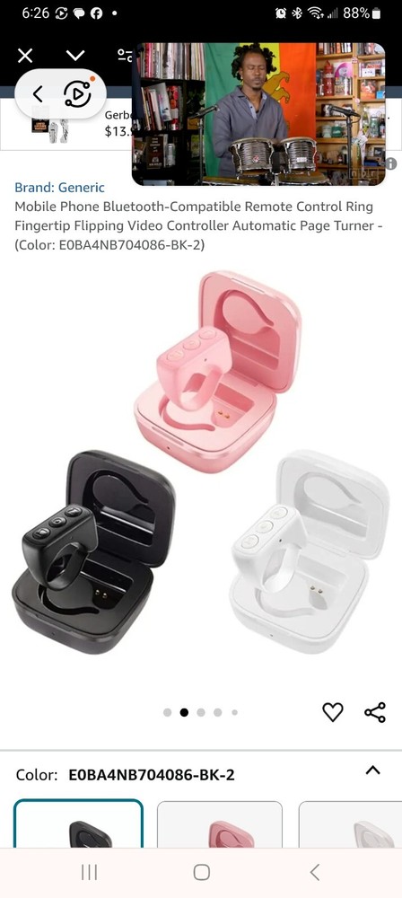 Compact Black Bluetooth Remote for TikTok Kindle App and Video Recording