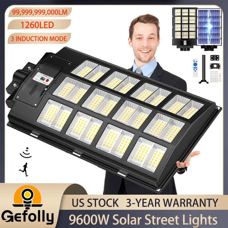 Gefolly SL-9600W Commercial Super Large Solar Street Lights Outdoor Dusk to Dawn