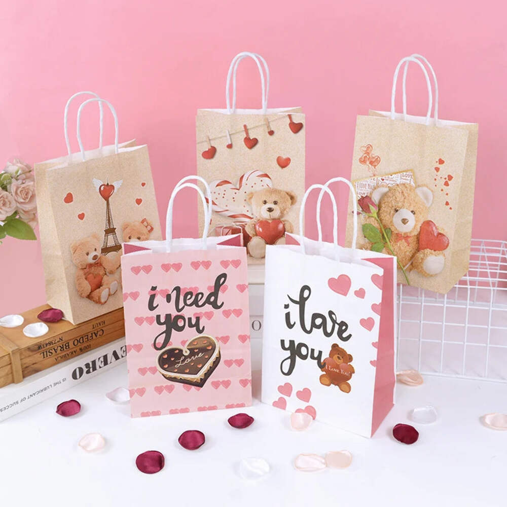 5-10Pcs Valentine's Day Gift Bags with Handles for Candy & Chocolate