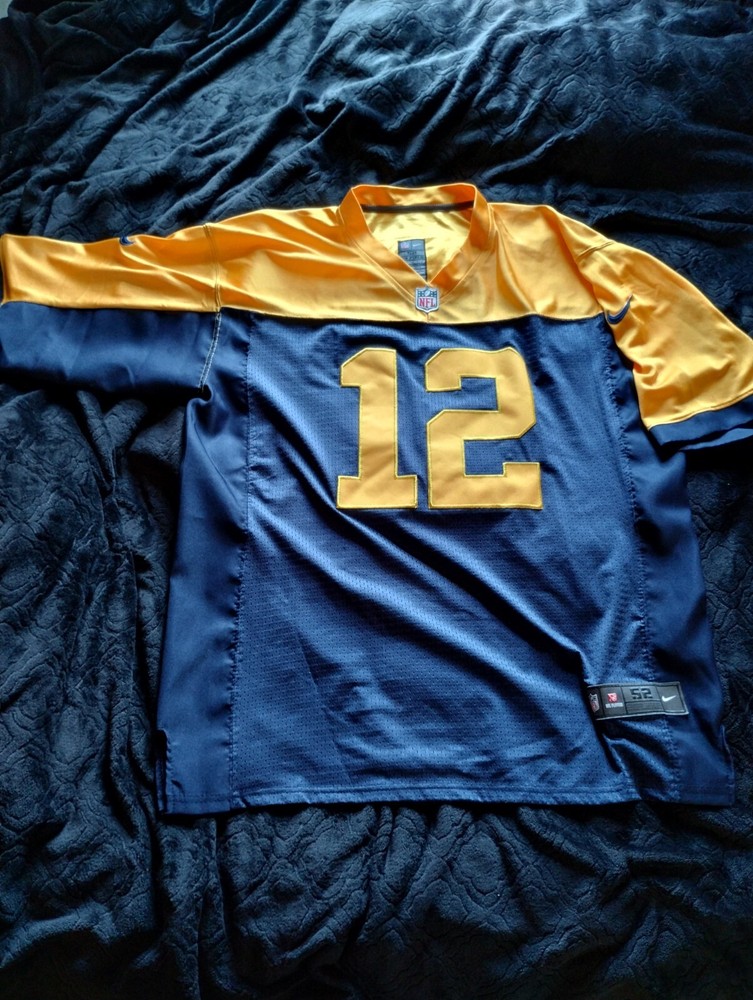 Green Bay Packers Aaron Rodgers #12 NFL Nike Navy 100th Season Throwback Jersey