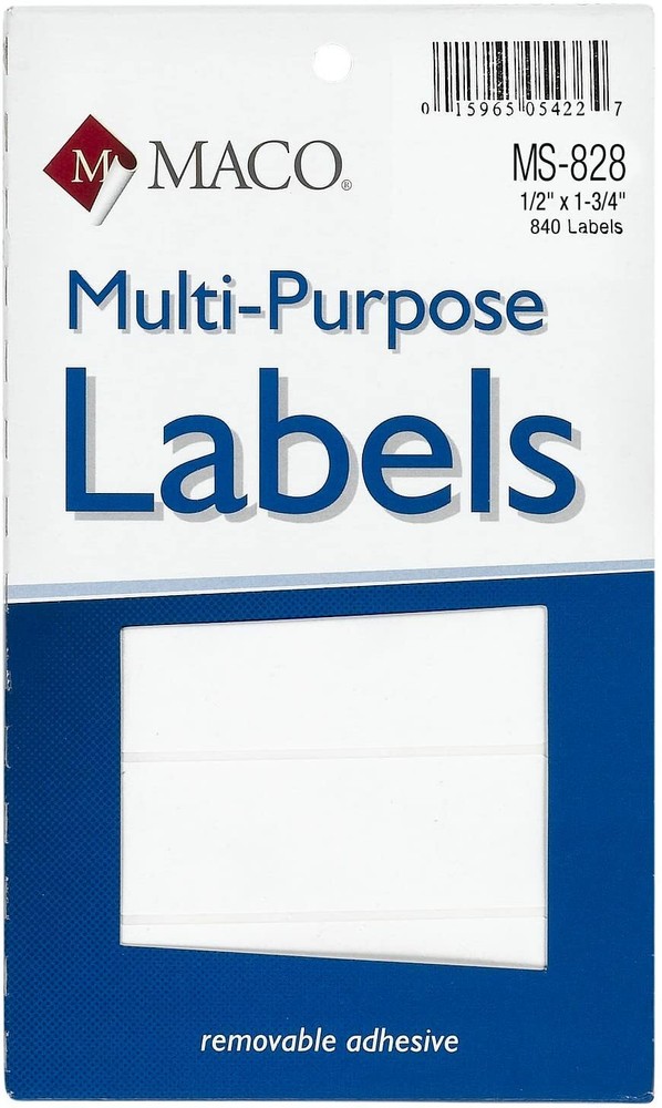 Maco White Multipurpose Labels 1/2x1-3/4 Inch 840 per Box MS-828