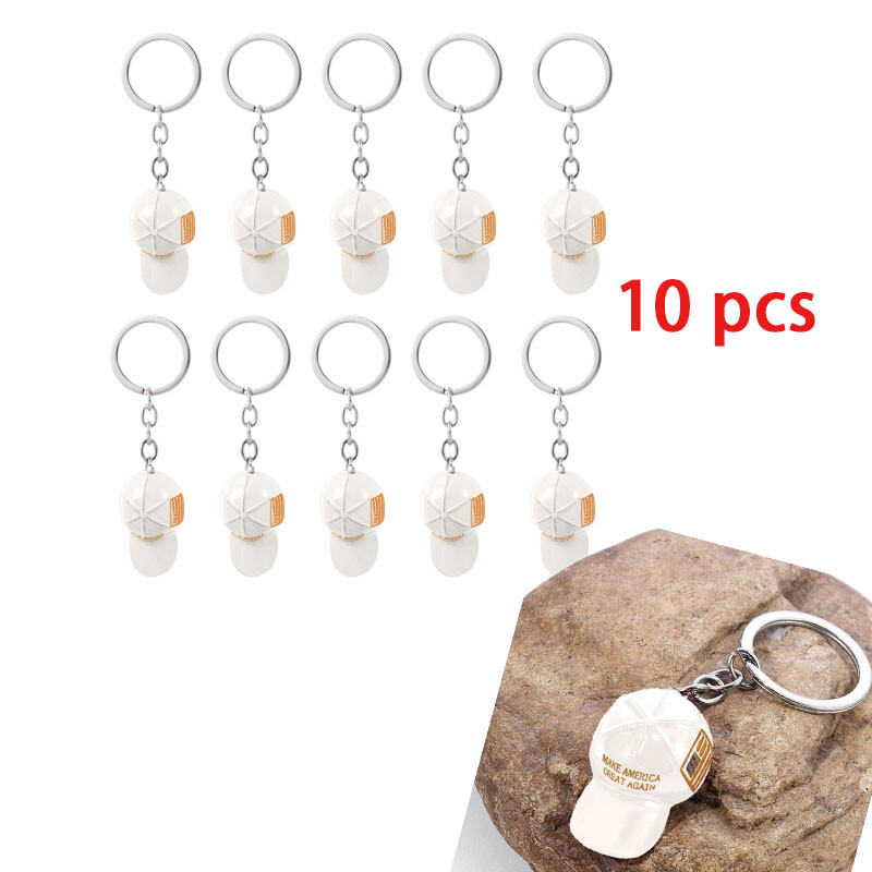 2024 Trump Keychain Maga Hat American Flag Make America Great Again white 10pcs