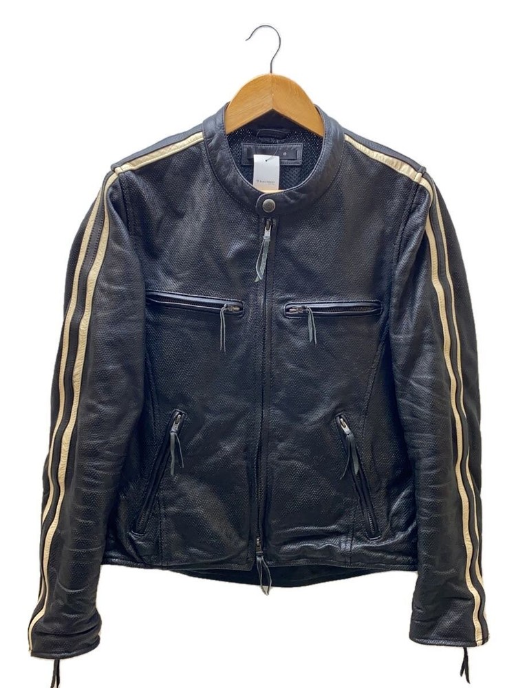 Liugoo Genuine Cowhide Leather Jacket Blouson for Men in Black