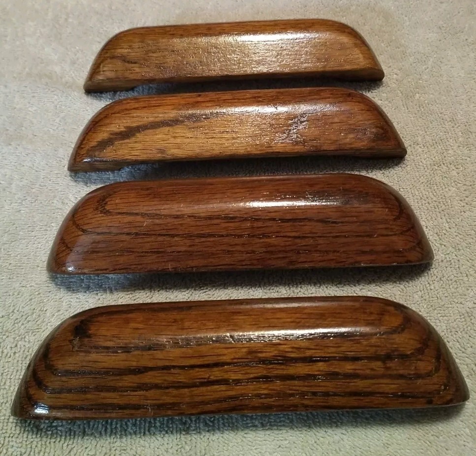 4 Carved Wood Furniture Oak Desk Drawer Pulls Handles Wood Cabinet Pulls 7