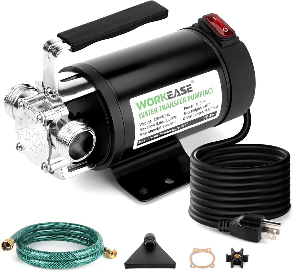 Water Transfer Pump, 120 V 330 Gallon Electric Utility Water Transfer Pumps with