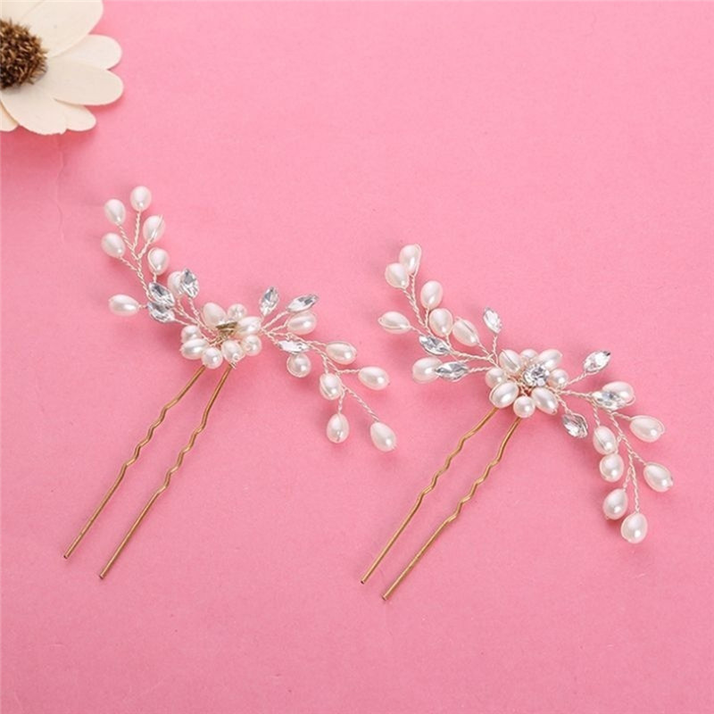 Womens Faux Pearl Flower Hair Clip Hairpin Wedding Bride Hair Accessories IT