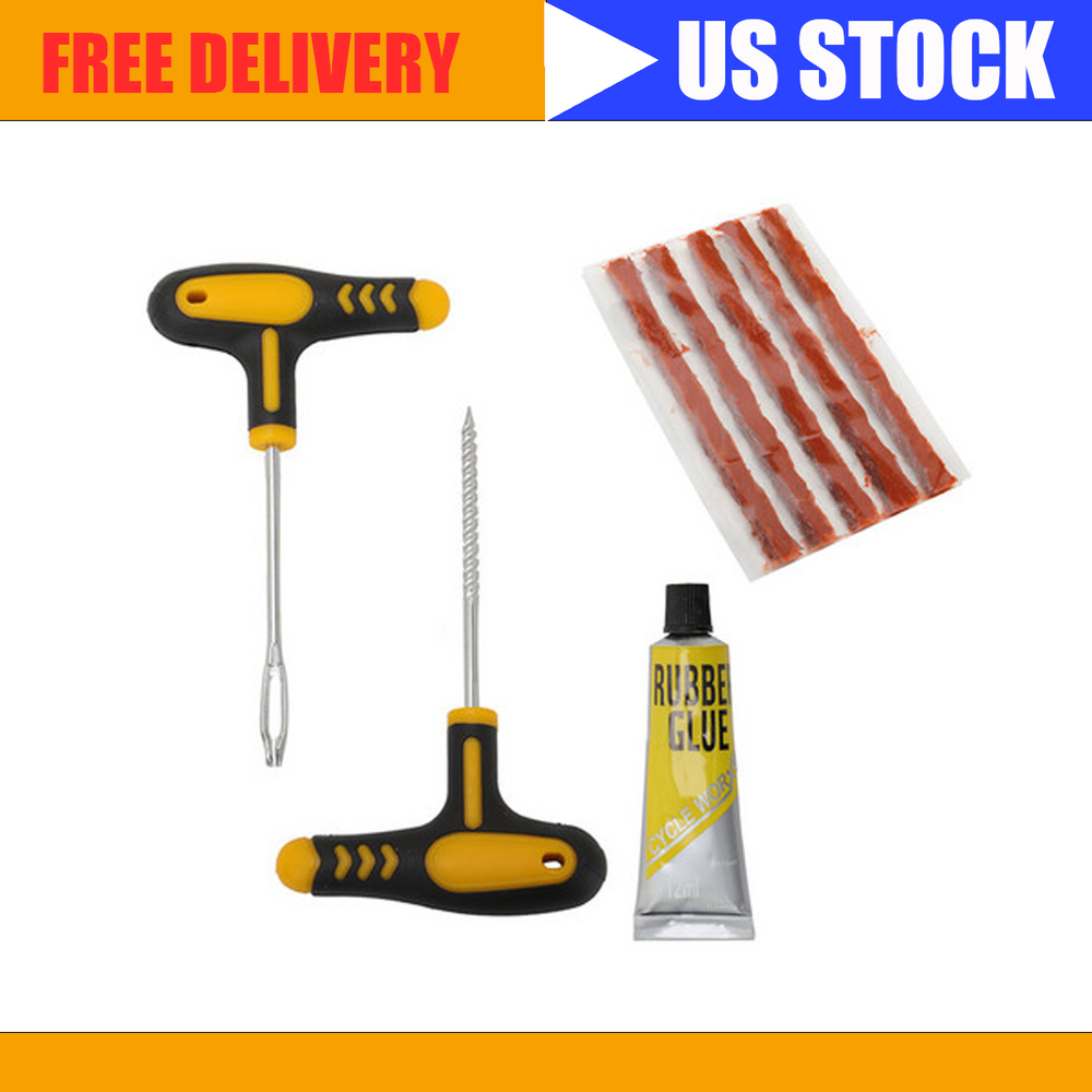 Tubeless Tire Puncture Repair Kit with Needle and Plug Patches