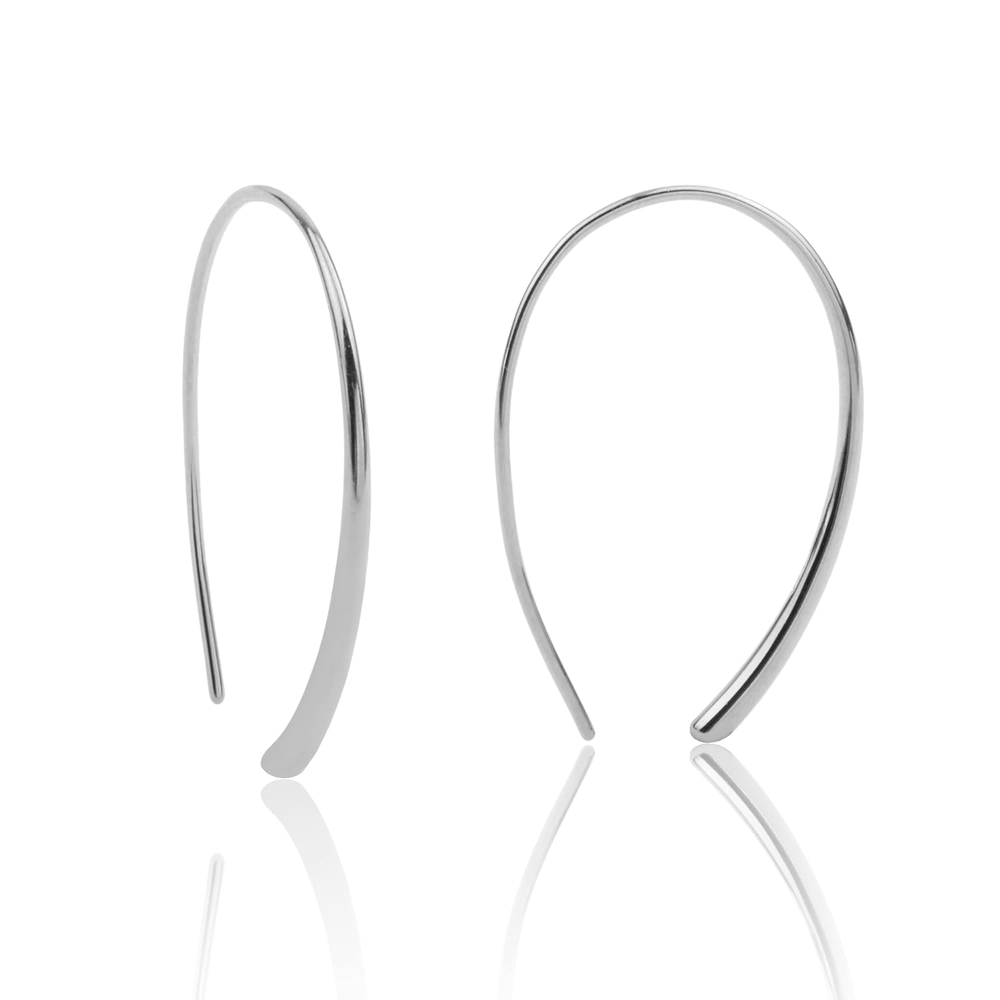 Sterling Silver Threader Earrings Minimalist Pull-Through Hoop Drop Dangle Eve Style