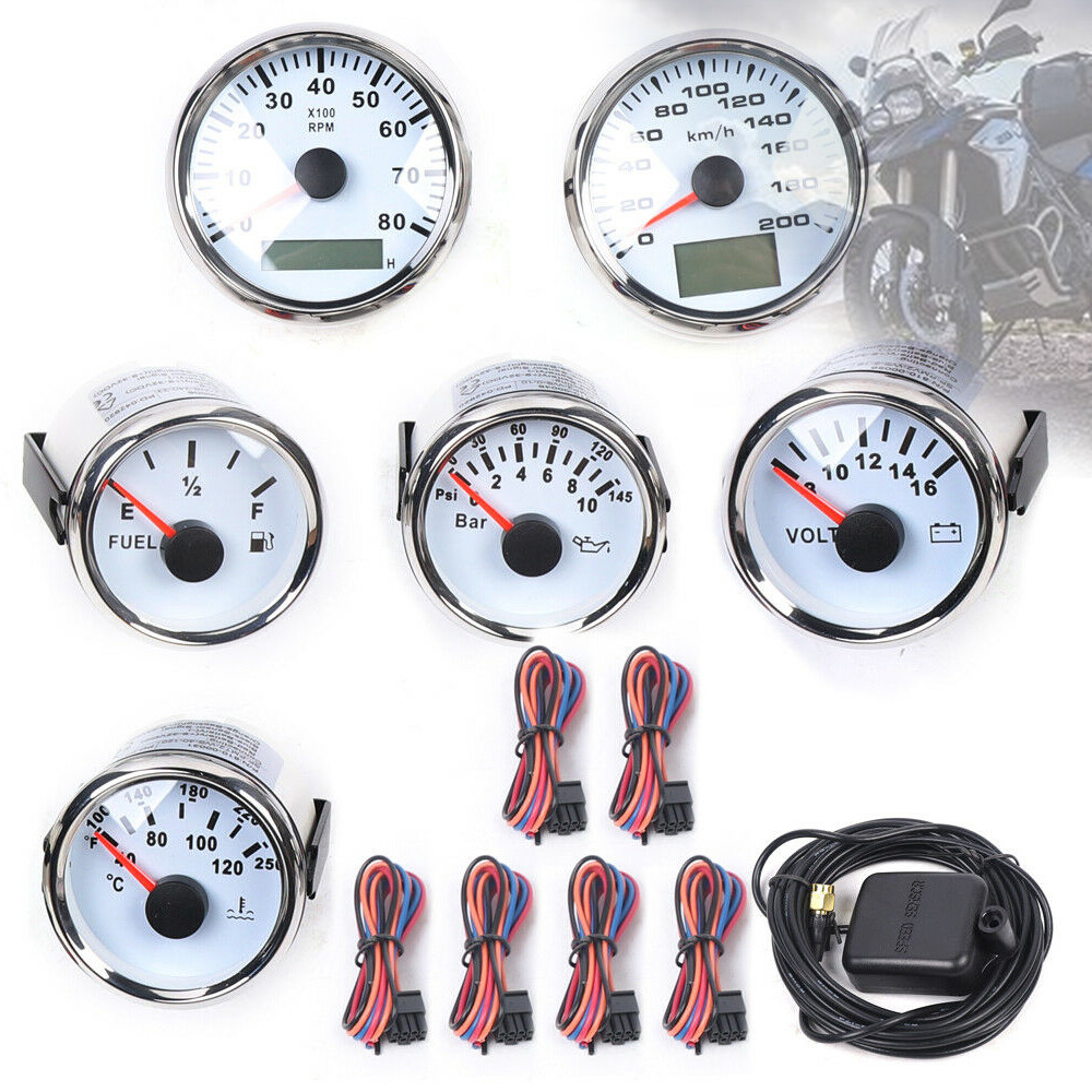 6 Gauge GPS Speedometer Set Waterproof for Trucks Cars Boats Yachts