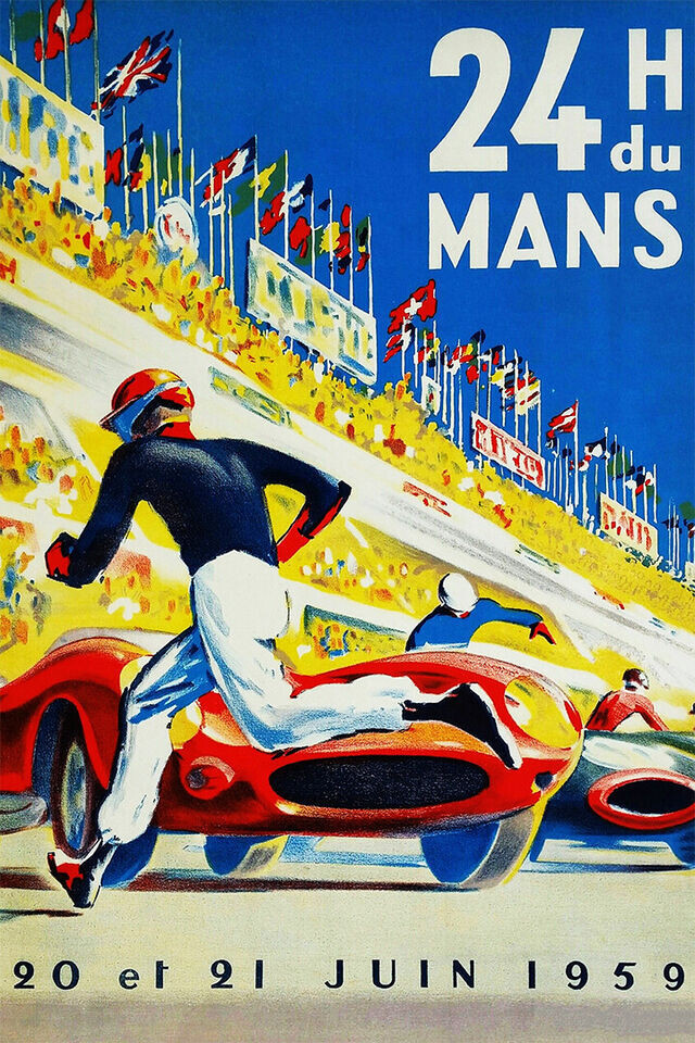 Vintage Style Race Car Print Painting Wall Art Home Decor - POSTER
