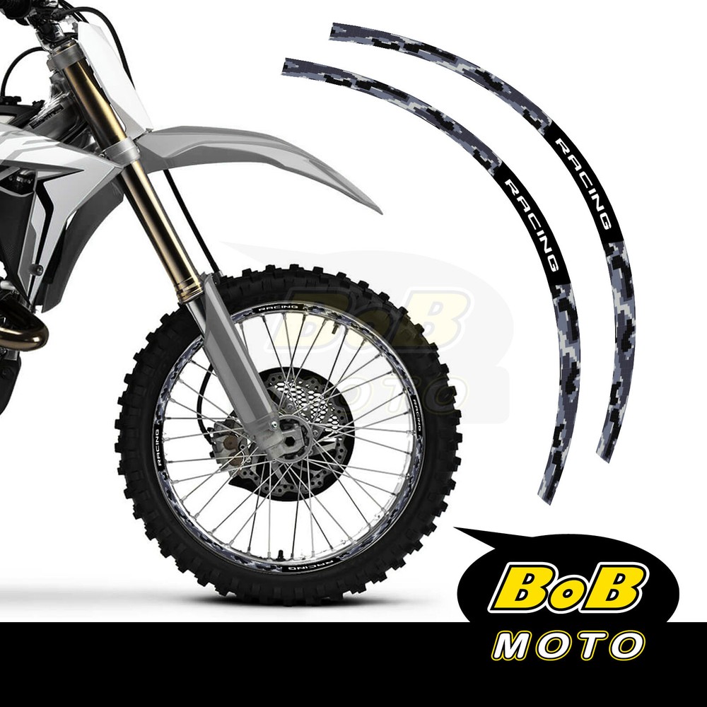 Digital Camo Navy Dirt Bike Rim Stickers for Honda CRF250RX 2004-2017-image