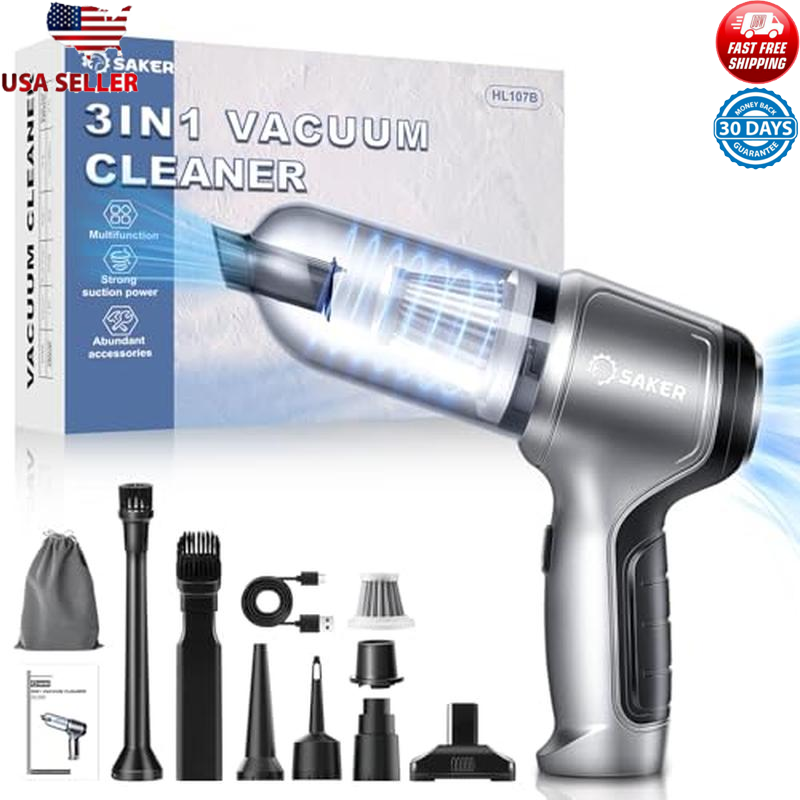 Powerful 15000PA Cordless Car Vacuum with HEPA Filter and 3-in-1 Accessories for Efficient Cleaning