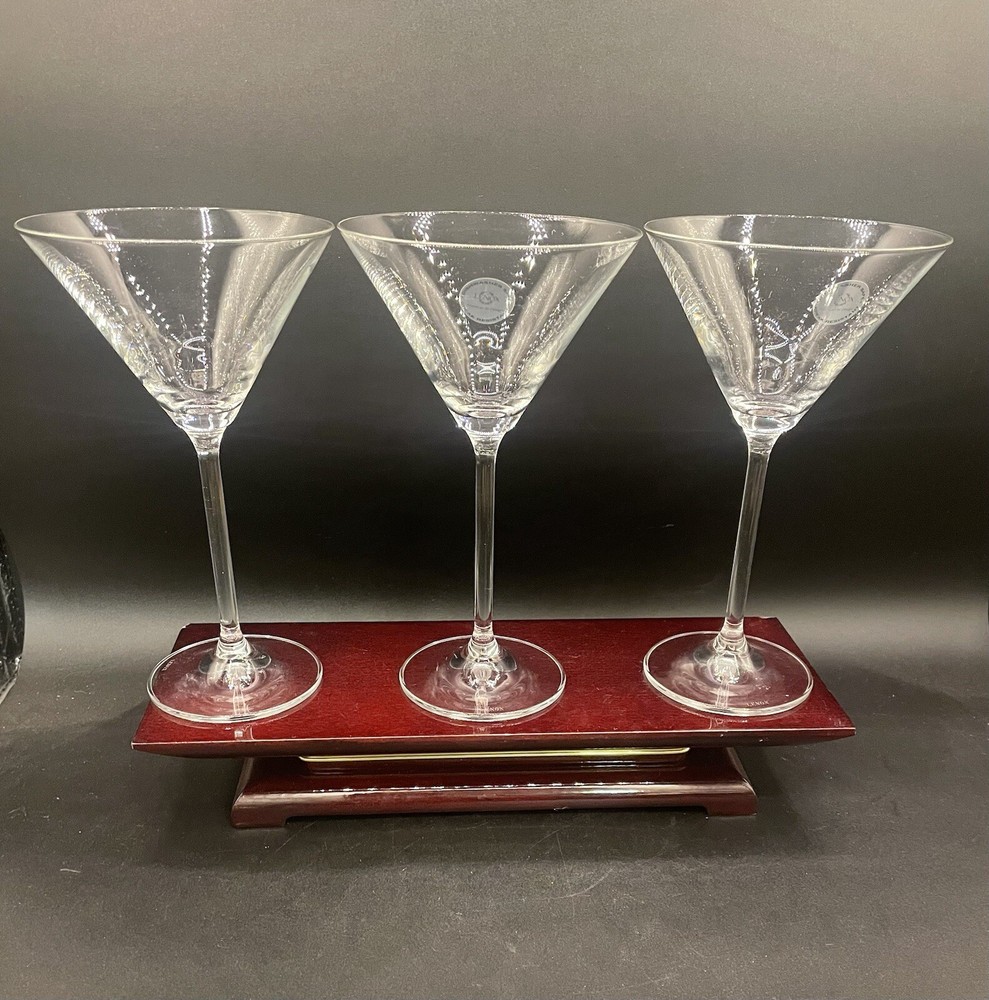 3 LENOX Crystal Classic Martini Glasses 7.5” H